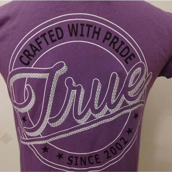 True Religion Women's Zip-Up Hoodie Sweatshirt XS NWT Short Sleeves  Purple - Picture 10 of 15